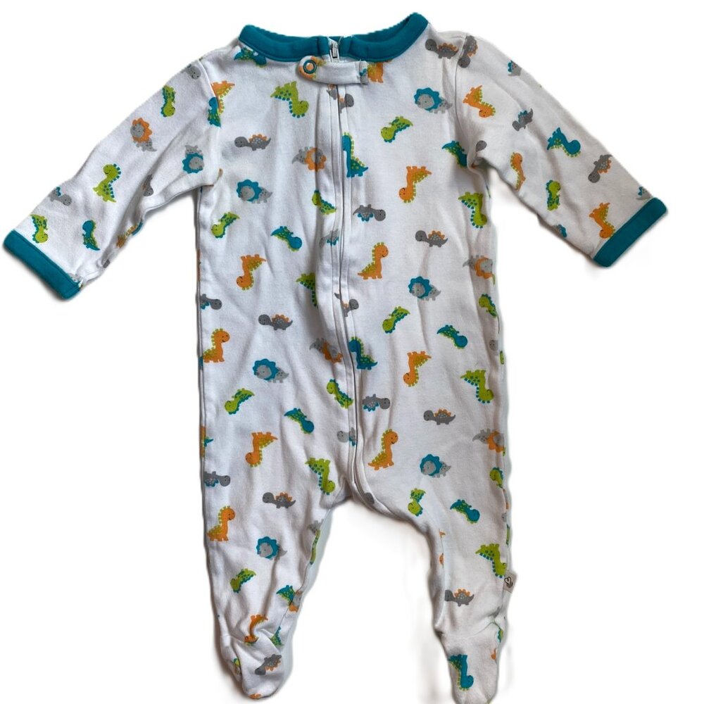 🦖$3 Add On | Sleep & Play Footie PJ 6M Dinosaur White Turquoise